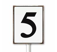Numbered Sign 5, Aluminum Number Metal Signs for Tennis Court, 18x22 CM Yard Sign With Stake for Parking Lots and Public Spaces, Sturdy Weatherproof Rust Free Outdoor Use