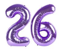 Numbers 26 Balloon, Purple Birthday Party Supplies for 26th, 40 Inch Digital Ballons for Women Men, Large Party Decorations for Engagement, Bridal Shower, Wedding, Anniversary