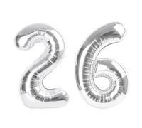 Numbers 26 Balloon, Silver Birthday Party Supplies for 26th, 40 Inch Digital Ballons for Women Men, Large Party Decorations for Engagement, Bridal Shower, Wedding, Anniversary