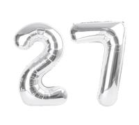 Numbers 27 Balloons, 27 Balloons, 40 In Big 27th Silver Party Decorations for Women Men Engagement, Wedding, Celebration Party, Graduations, Photo Shoot