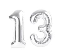 Numbers 40 Inch Balloon, Large Silver Number 13 Balloon Party Decorations for 1 3 31 Birthday Memorial Day, Foil Balloon for Outdoor & Indoor Wedding Supplies