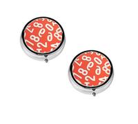 Numbers Arts Print Pill Box, Round Pill Organizer, 3 Compartment Small Pill Case for Purse & Pocket, Portable Medicine Box, Travel Pill Case