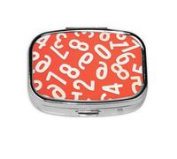 Numbers Arts Print Square Metal Pill Box Decorative Pill Case - Carry Your Meds in Style (Rectangular)
