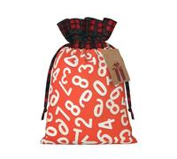 Numbers Arts Printing Color Matching Plaid Christmas Bag With Drawstring,4.7x6.9 In For Christmas Halloween