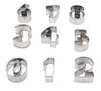 Numbers Cookie Cutters 2 Inches 9pcs Jelly Fondant Cutter set, Stainless Steel, Large Number cutter (2'' Number cutter)