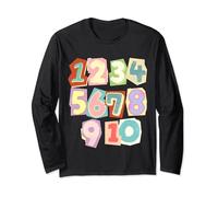 Numbers Day Adults Maths Teacher Retro Numbers Long Sleeve T-Shirt