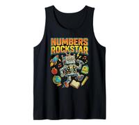 Numbers Rockstar Robot Cute Number Day Times Tables Kids Tank Top