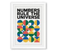 Numbers Rule the Universe Geometric Framed Wall Art Print A1 (84.1×59.4cm) White, Wall Decor for Living Room, Bedroom, Office & Home, Ready to Hang, Art Gift