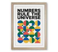 Numbers Rule the Universe Geometric Framed Wall Art Print A2 (59.4×42cm) Oak, Wall Decor for Living Room, Bedroom, Office & Home, Ready to Hang, Art Gift