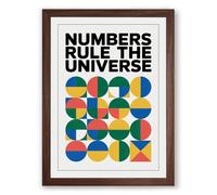 Numbers Rule the Universe Geometric Framed Wall Art Print A3 (42×29.7cm) Walnut, Wall Decor for Living Room, Bedroom, Office & Home, Ready to Hang, Art Gift