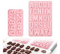 Numbers Silicone Molds and Letters Silicone Mold, Silicone Molds with Alphabet from A to Z and Numbers from 0 to 9, Pink 3D Mold Set for DIY Chocolates, Cookies and Soaps