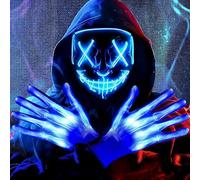 Numbudh Halloween LED Mask Luminous 3 Lighting Modes Red Green Blue 21cm x 17.5cm (blue)