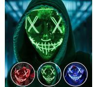 Numbudh Halloween LED Mask Luminous 3 Lighting Modes Red Green Blue 21cm x 17.5cm (Green)
