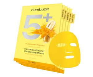 numbuzin Leaf Mask #5 | Vitamin Focus Foil Mask | Glutathione and Vitamin C | Reduces Hyperpigmentation, Improves Skin Complexion | Soft and Non-Irritating | 5 Sheets