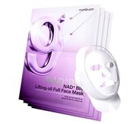 numbuzin No.9 Sheet Mask | NAD+ BIO Full Face Mask | Improves Jawline, Jowls, Wrinkles, Neck Lines | Peptides, NAD+, Collagen | Skin Firmness | 4 Sheets + Band