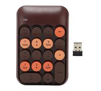 Numeric Keypad with 2.4G USB Receiver, Cute Colorful Retro Round Keycaps, Portable Financial Accounting Numpad Number Keyboard Extensions for PC Laptop (Coffee Color)