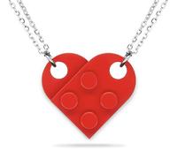 NumeroPhi 2 Genuine Brick Necklaces, Heart Necklaces for Couples, Original Construction Bricks, LoveLego, One Size, Stainless Steel, Not Applicable, red