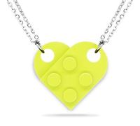 NumeroPhi 2 Genuine Brick Necklaces, Heart Necklaces for Couples, Original Construction Bricks, LoveLego, One Size, Stainless Steel, Not Applicable, lime