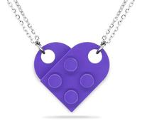 NumeroPhi 2 Genuine Brick Necklaces, Heart Necklaces for Couples, Original Construction Bricks, LoveLego, One Size, Stainless Steel, Not Applicable, Violet