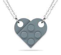 NumeroPhi LoveLego 2 Pieces Real Brick Necklaces Heart Necklaces for Couples Original Construction Bricks, One Size, Stainless Steel, Not Applicable, grey