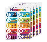 Números 1-10 Spanish Chart for Preschool to Gradeschool Kids - Numbers 1-10 Educational Visual Learning Aid Poster Decoration for Classrooms | Glossy Durable Cardstock | 8.5 x 11 | 5 per Pack