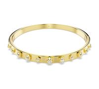 Numina bangle, Mixed round cuts, White, 18K gold finish