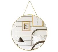Numjeg Hanging rope mirror Round Bathroom Wall-Mounted Vanity Mirrors 40cm Gold Lanyard Mirror Bedroom Circular Decorative Living Room Home Decor