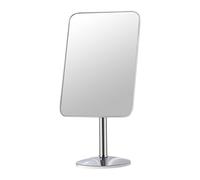 Numjeg Rectangular 360°Rotation Countertop Vanity Mirrors Folding Portable Desk Vanity Mirror Frameless Silver Metal Counter Mirror Table Top Bedroom Makeup Mirror Bathroom