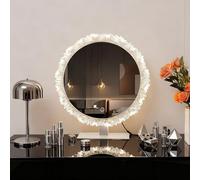 Numjeg Round Tabletop Makeup Mirror Desktop Dormitory Home Bedroom Countertop Vanity Mirror Acrylic Sunflower LED Makeup Mirrors for Vanity Dresser, Bathroom(Desktop Mirrors-43CM)