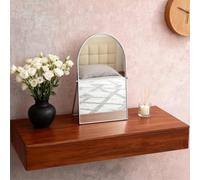 Numjeg Silver Metal Mirror Vanity Table Desk Arch Makeup Mirror 90°Adjustable Rotation Framed Standing Mirrors Room Decor for Living Room,Bedroom,Tabletop,Bathroom