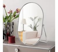 Numjeg Vanity Makeup Mirror for Desk with Metal Stand Tabletop Mount Makeup Oval Mirrors 90°Adjustable Rotation Portable Cosmetic Mirror for Travel Bedroom,Office, Dresser,Countertop