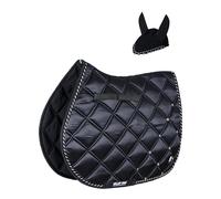 Numnah Double Big Check Jewel / Horse Pad / Horse Saddle Pad (Black, Cob/Pony)
