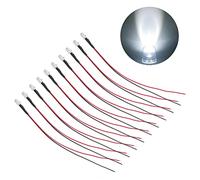 NUMNBE 5mm Lights Emitting Diodes 10pcs, Prewired Red LED Light Diodes 5-12V for Decoration - Long Service Life, Easy Installation, Versatile Use for DIY and Electronics (White Light)