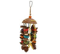 NUMNBE Bird Parrot Cage Toys Coconut Shell Colorful Wood Blocks Bird Chewing Toy Large Medium Parrot Birds