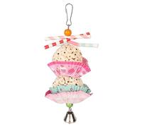 NUMNBE Cake Bird Foraging Toy Edible Soft Boredom Relief Parrot Shredding Chewing Toy Cockatiel Budgie (Cuerda de doble bola)