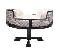 NUMNBE Cat Desk Bed Stainless Steel Elevated Pet Bed, Round 15.75in Diameter - Durable Construction, Comfortable Mat, Perfect for Home Office Study