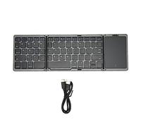 NUMNBE Foldable Keyboard B089T 3 Folded Touchpad Function 64 Keys Portable Type C Charging Magnetic Closure Computer Keyboard (Grey)
