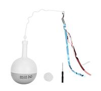 NUMNBE Interactive Cat Food Dispenser Ball, Automatic Rotating Electric Feeder with Teasing Band, Plastic, 5.4 Inch - Smart Sensor Operation, Combines Play and Feeding for Cats (Ribbon style)