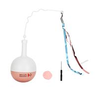 NUMNBE Interactive Cat Food Dispenser Ball, Automatic Rotating Electric Feeder with Teasing Band, Plastic, 5.4 Inch - Smart Sensor Operation, Combines Play and Feeding for Cats (Ribbon style)