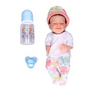 NUMNBE Lifelike Baby Doll 12 Inch Soft Silicone Newborn Infant Doll with Clothes Feeding Bottle Children Toy (april 12inch eyes closed and full glue white boy)