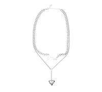 NUMNBE Love Pendant Necklace Stainless Steel, 3D Heart Collar Bone Chain, Double - Durable Polished Steel, Comfortable Fit, Gift for Special Occasions
