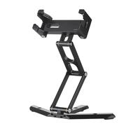 NUMNBE Multifunctional Desktop Phone Mount, Foldable Adjustable Phone Holder, Black Aluminium Alloy - Portable Durable Design, Flexible Rotation, Compatible with Smartphones