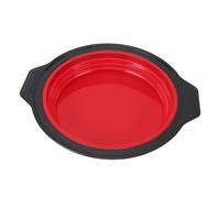 NUMNBE Silicone Cake Pan Foldable Round Baking Pan 22cm Quick Release for Layer Cake Press Design Space Saving - Heat, Easy Demold, Perfect for Cheese and Chiffon Cakes (Red)