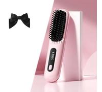 Numoya Go Brush Pro, Bella Brush Pro, Bellabrush Pro Hair Brush, Bella Pro Hair Straightener Brush, Portable Cordless Straighteners for All Hair Types (Pink)