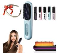Numoya Go Brush Pro, Go Brush Pro Cordless Straightener Brush Numoya Portable Straightener Brush - Gobrushpro Hair Brush Rechargeable Heated Brush for Travel and Everyday Use (Blue)
