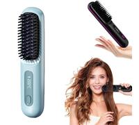 Numoya GoBrush PRO UK - Portable Straightener Brush, Wireless USB Heated Styling Comb with 3 Temperature Settings, Mini Straightener for Short Hair & All Hair Types (Blue)