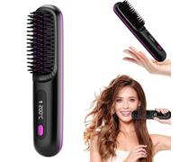 Numoya GoBrush PRO UK - Portable Straightener Brush, Wireless USB Heated Styling Comb with 3 Temperature Settings, Mini Straightener for Short Hair & All Hair Types (Black)
