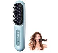 Numoya Portable Straightener Brush - GoBrush PRO Cordless Hot Brush for Travel Everyday Fast Heating (Blue)
