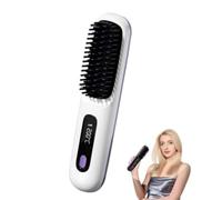 Numoya Portable Straightener Brush - GoBrush PRO,Portable Straightener Brushs for Hairs Styling,Rechargeable Heated Styling Brushes for Travel &Daily (White)