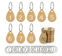 NumRealm Key Tags with Numbers, Brass Droplet Shaped Key ID Tag, Metal Number Tags, Keychain Labels - 1 to 10